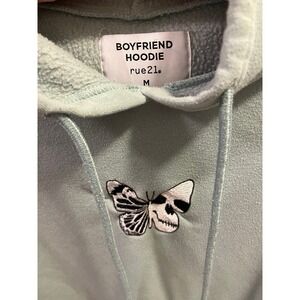 Skull Butterfly Rue21 Boyfriend Hoodie, Size Medium, Sea foam Green.  Y2K goth